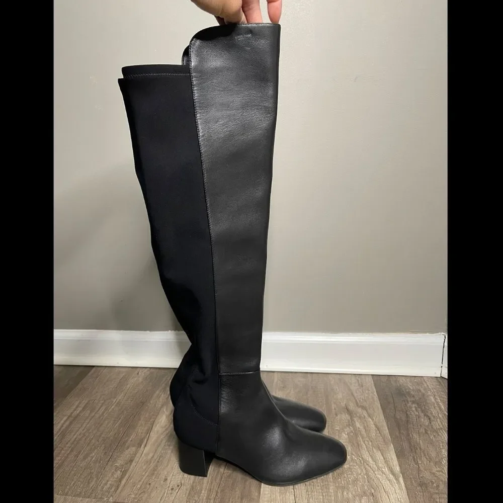 STUART WEITZMAN Gillian Leather Block Heel Knee-High Boots